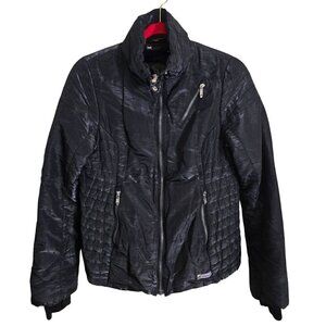 Spyder Black Quilted Snowboard Ski Full Zip Primaloft Jacket Size S